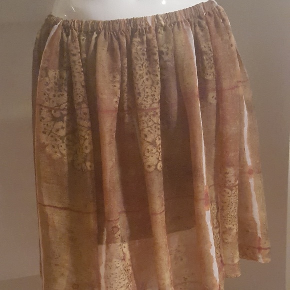 Circle Skirt - Midi Length Semi-Sheer Fabric Elastic Waistband Women's Summer - Picture 3 of 6